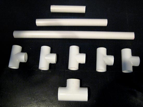 Less than ten PVC pieces comprise all that are required