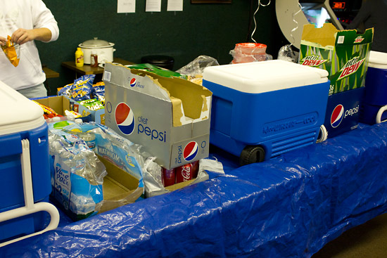 Drinks on ice in the cool boxes