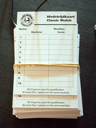 Classic tournament score cards