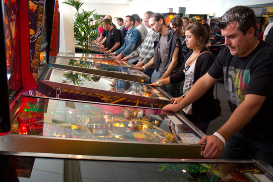 Players in the free play area with Bone Busters Inc in the foreground