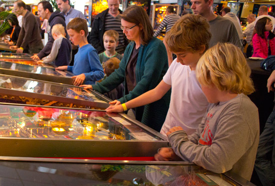 Younger players enjoying the free play games