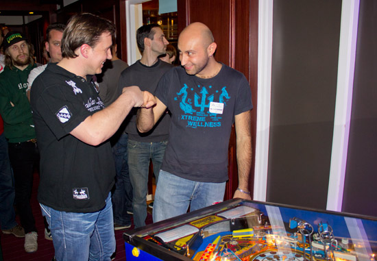 Erwin and Daniele prepare to play