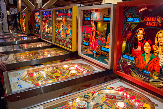 Free play machines on the right of the hall