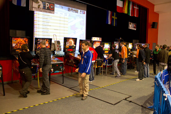 The first games get under way as players size up the machines