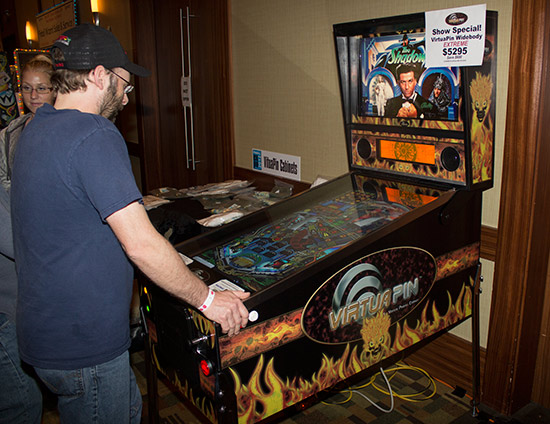 Moving towards the back of the hall we find Virtua Pin - a full size pinball cabinet with mu;ltiple computer emulations built in