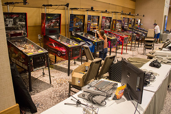 The machines for the tournament area were being configured, leveled and the live coverage