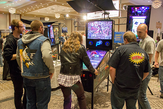 The Multimorphic booth had two P3 pinball platforms playing Lexy Lightspeed: Escape From Earth...