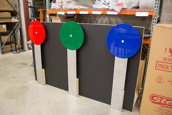 These three large standup targets, when activated, lit a large LED panel