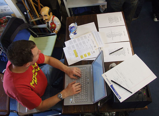 Scores are entered into the computer