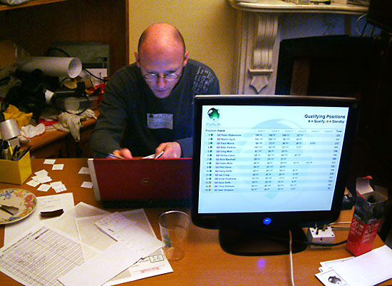 Phillip hard at work inputting scores