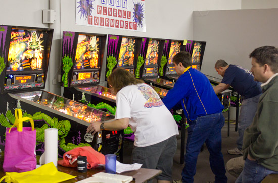 Tournament players in the qualifying round