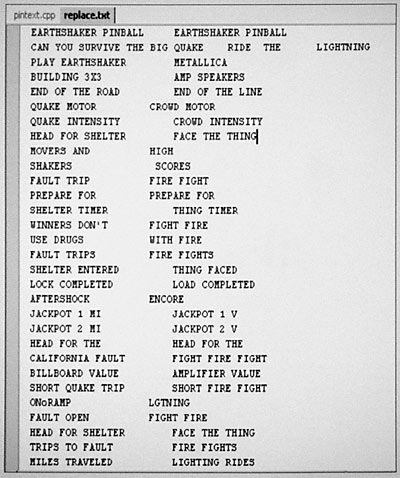 The original Earthshaker text and the Metallica equivalents
