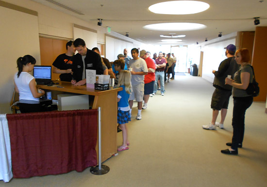 The queue at the start of the day on Saturday
