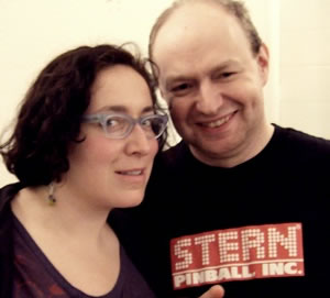 Molly Reisman and Eugene Gerstein. Eugene is the President of the Bay Area Pinball Association.