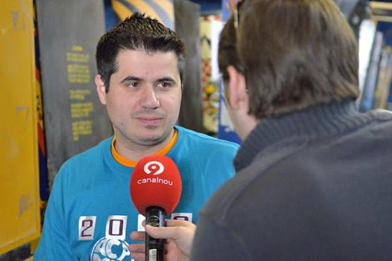 Interviewing for the TV news report 
