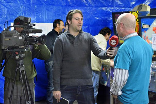 Filming for a TV news report