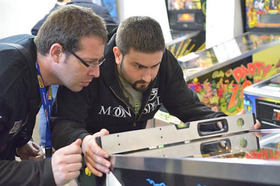 Checking one of the finals machines is level