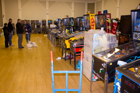 The pinballs are set up
