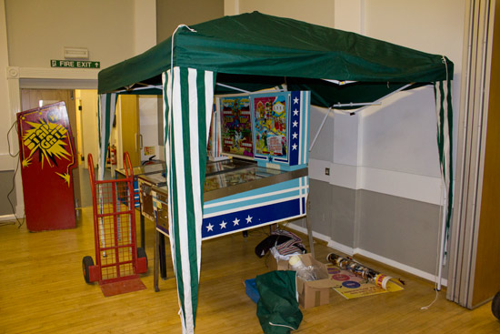 Pinball Parlour and Pinball Palace set up their gazebo