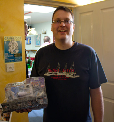 Nick Marshall with his prize pack for winning the Closest to the Target competition