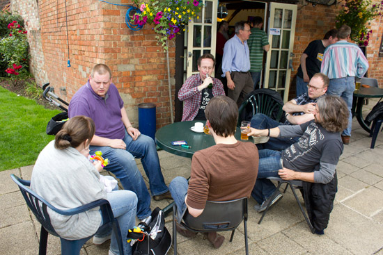 Enjoying drinks in the garden on Saturday