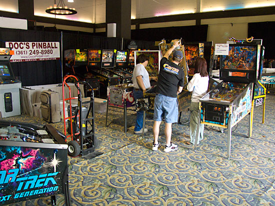 Setting up machines for the show