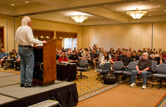 Gary addresses the audience