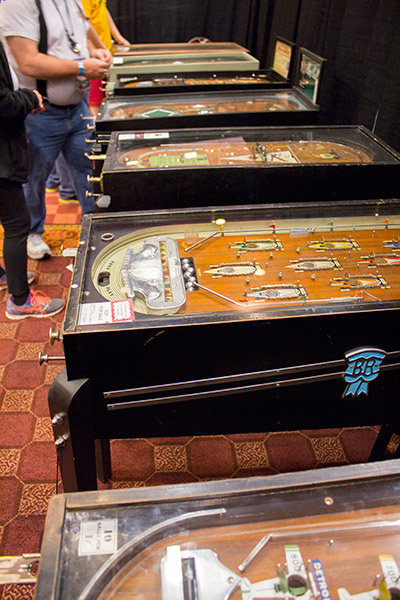 The History of Pinball exhibit featured an array of pre-flipper mechanical games