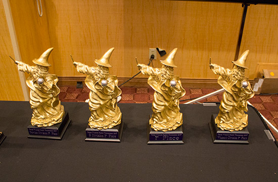 Trophies for the various divisions of play