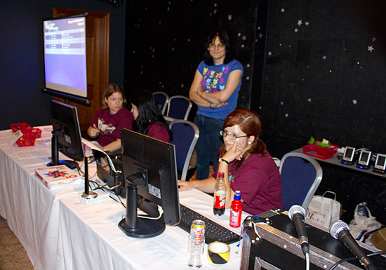 Tournament Team members Anne Raison, Adeline Prevost, Dawn Raison and Jayne Raison at the tournament desk