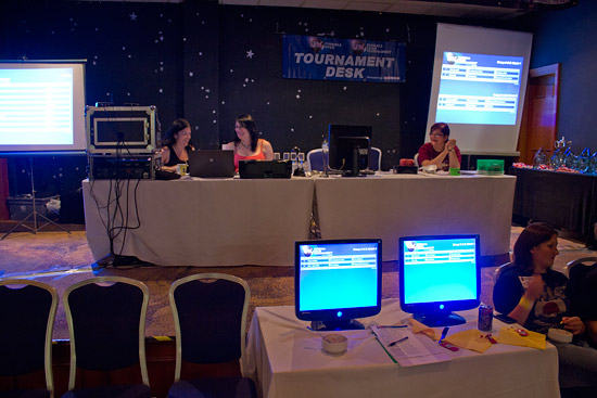 The tournament desk on the stage