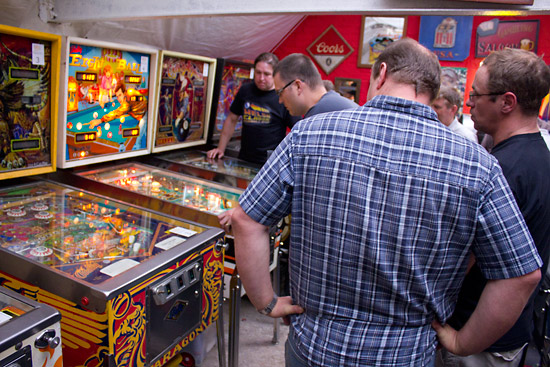 Dave and Stan watch Nick play Eight Ball