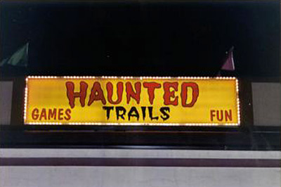 Haunted trails' sign