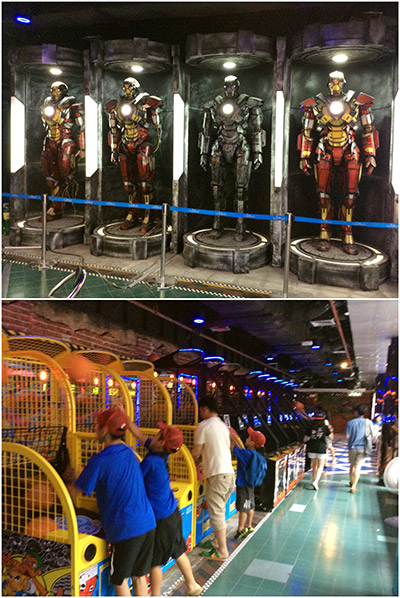 Various Iron Man suits and basketball games