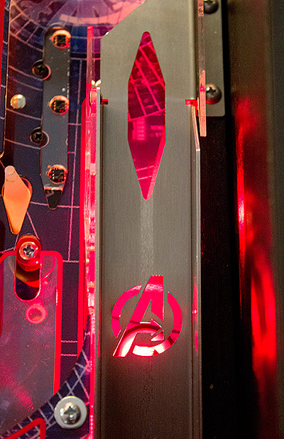 The laser-cut Avengers logo