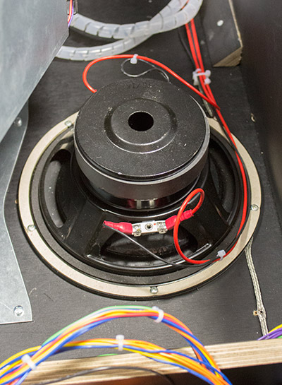 The bass speaker has dual feeds