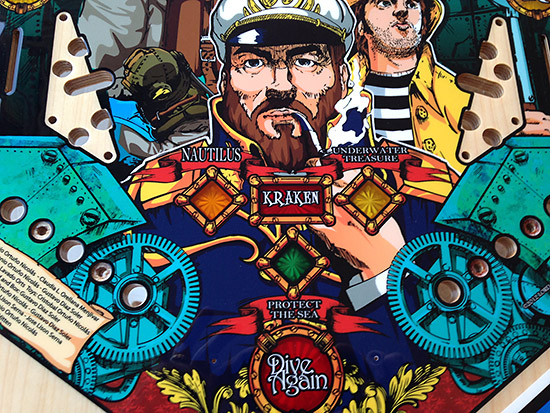 Playfield artwork around the flipper area
