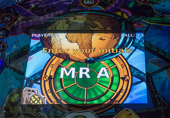The high score entry screen