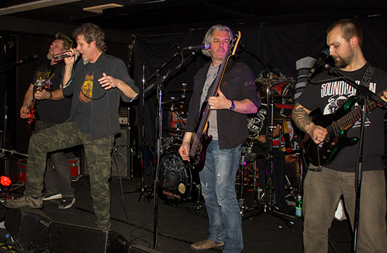 Redvers on Bass, Steve Petty on guitar & Mark Biddiscombe on drums