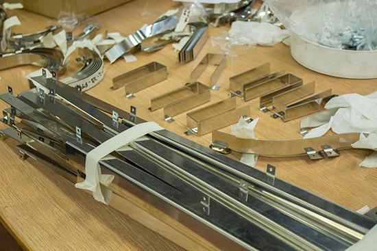 Polished steel ball guides and trim