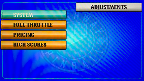 The adjustments sub-menu