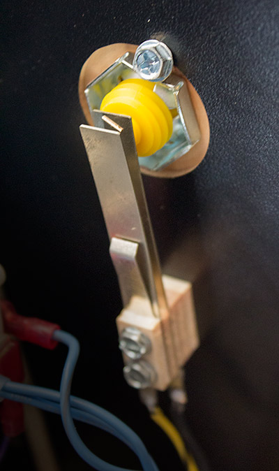 The left flipper button