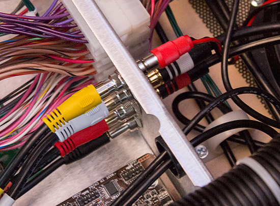 The amplified connections to the speakers
