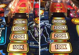 Score inserts on the left and right ramps