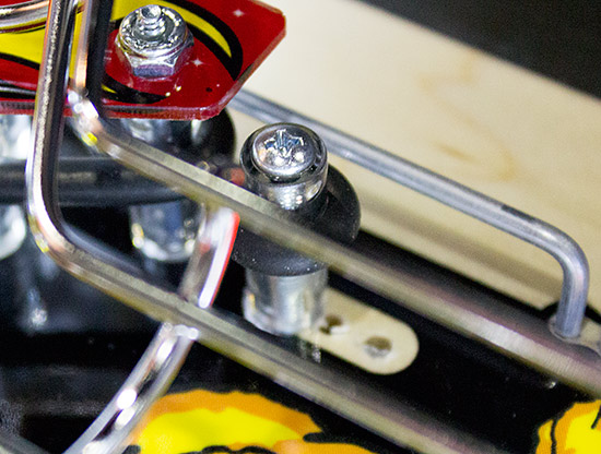 Three possible positions on the right outlane adjuster