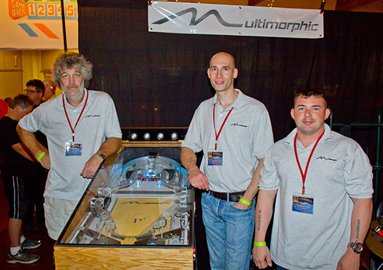 Les, Gerry and Brandon at the Multimorphic stand at the Pacific Pinball Exposition