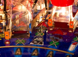 The three orange Rock Star standup targets