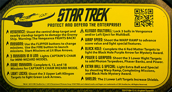 The game's instruction card