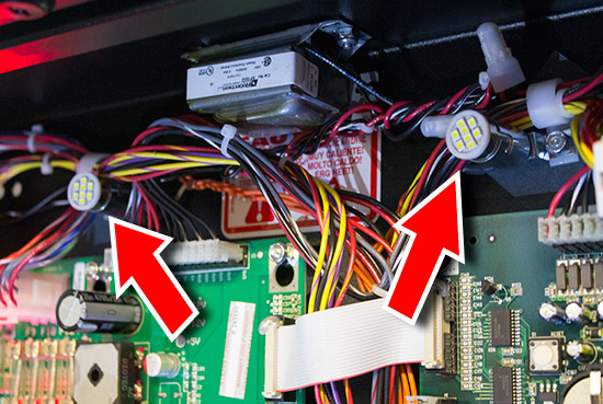 The two flashers at the top of the backbox