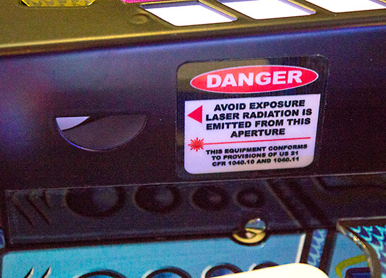 The cutout in the apron for the laser